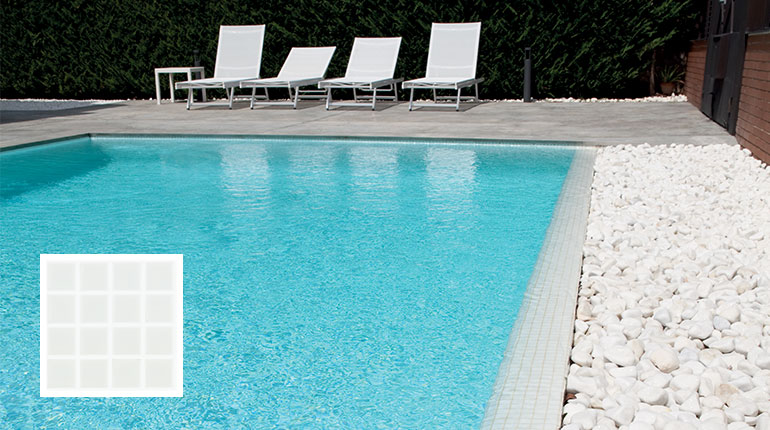mosaïque blanc piscine 